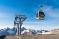 Gondola ski lift taking people to the Elbrus