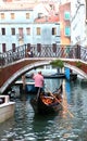 The gondola on a small Venetian canal