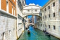 Gondola Touirists Colorful Side Canal Bridge Sighs Venice Italy Royalty Free Stock Photo