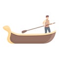 Gondola tour icon cartoon vector. Venice gondolier Royalty Free Stock Photo