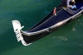 Gondola the typical boat for transporting tourists in Venice in Italy in Europe on the water