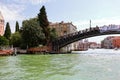 Gondola under the bridge Ponte dell'Accademia in Venice, Italy Royalty Free Stock Photo