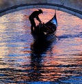 Gondola in venice with beautiful colors on the watersurface