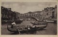 A Gondola in Venice on an old postcard Royalty Free Stock Photo