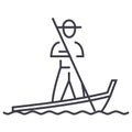 Gondola,venice Vector Line Icon, Sign, Illustration On Background, Editable Strokes