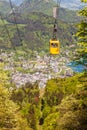 Gondola of Zwoelferhorn Seilbahn cable way and a view of alpin Royalty Free Stock Photo