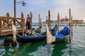 Gondolas along Grand Canal at St Marco square with San Giorgio M Royalty Free Stock Photo