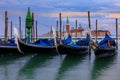Gondolas along Grand Canal at St Marco square with San Giorgio M Royalty Free Stock Photo