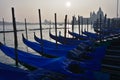 Gondolas with a backdrop of Santa Maria della Salute, Venice