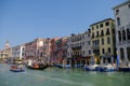Gondolas and beautiful classical buildings on the Grand Canal, V