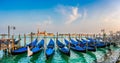 Gondolas on Canal Grande at sunset, San Marco, Venice, Italy Royalty Free Stock Photo