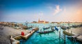 Gondolas on Canal Grande at sunset, San Marco, Venice, Italy Royalty Free Stock Photo