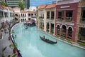 Gondolas carrying tourists at the Venice Grand Canal Mall, Manila Royalty Free Stock Photo