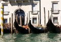 Gondolas, the cars of Venice Italy Royalty Free Stock Photo