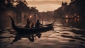 gondolas country A scary boatman punting a boat on a river