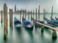 Gondolas At Dawn On The Grand Canal Royalty Free Stock Photo