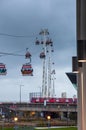 Gondolas of the Emirates Air Line cable car in London on a rainy day Royalty Free Stock Photo