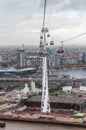Gondolas of the Emirates Air Line cable car in London on a rainy day Royalty Free Stock Photo