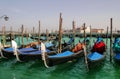 Gondolas on Grand Canal and San Giorgio Maggiore. Royalty Free Stock Photo