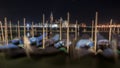 Gondolas, Grand Canal and San Giorgio Maggiore Church at night, Venice