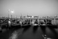 Gondolas, Grand Canal and San Giorgio Maggiore Church at night, Venice