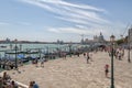 Gondolas on Grand Canal and San Giorgio Maggiore. Royalty Free Stock Photo