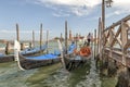 Gondolas on Grand Canal and San Giorgio Maggiore. Royalty Free Stock Photo