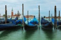 Gondolas in Grand Canal on sinrise Royalty Free Stock Photo