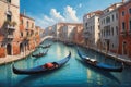 Gondolas on the Grand Canal in Venice