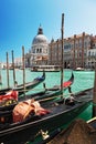 Gondolas in Grand Canal in Venice, Italy.