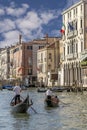 Gondolas navigating on the Grand Canal, venice, italy