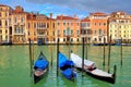 Gondolas on Grand Canal in Venice, Italy. Royalty Free Stock Photo