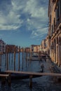 Gondolas harbor in Venice, Italy