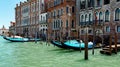 Gondolas in lagoon Venice Italy Grand canal Royalty Free Stock Photo