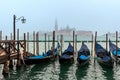 Gondolas on Grand Canal as San Giorgio Maggiore church on background in Venice, Italy. Royalty Free Stock Photo