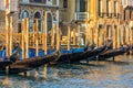 Gondolas moored in the Grand Canal of Venice, Italy Royalty Free Stock Photo