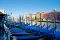 Gondolas moored