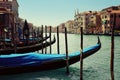 Gondolas moored by Saint Mark square. Venice Royalty Free Stock Photo