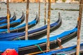 Gondolas moored by Saint Mark square. Venice, Italy, Europe Royalty Free Stock Photo