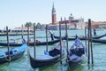 Gondolas moored by Saint Mark square Venice, Venezia, Italy, Europe Royalty Free Stock Photo