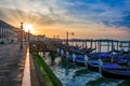 Gondolas moored on the San Marco basin, Venice, Italy Royalty Free Stock Photo