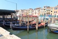 Gondolas mooring at Grand Canal in Venice, Italy Royalty Free Stock Photo