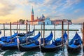 Gondolas mooring and San Giorgio Maggiore view, Venice, Italy Royalty Free Stock Photo