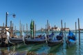 Gondolas near Saint Mark square San Marco and San Giorgio di Maggiore church in the background, in Venice, Italy Royalty Free Stock Photo