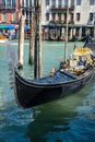 The gondolas parked along the grand canal Venice Design in Venice, Italy Royalty Free Stock Photo