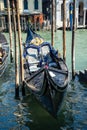 The gondolas parked along the grand canal Venice Design in Venice, Italy Royalty Free Stock Photo