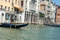 the gondolas parked along the grand canal in Venice, Italy Royalty Free Stock Photo