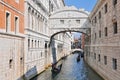 Gondolas passing over Bridge of Sighs, Ponte dei Sospiri Venice Italy. Royalty Free Stock Photo