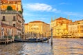 Gondolas pier and Ca` Foscari University of Venice, Italy Royalty Free Stock Photo