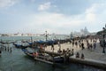 Gondolas in port, Venice summer